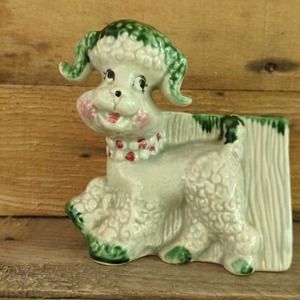 Vtg 1950s Anthropomorphic Poodle Planter / Ceramic Fashions by O.P. Co / Kitschy